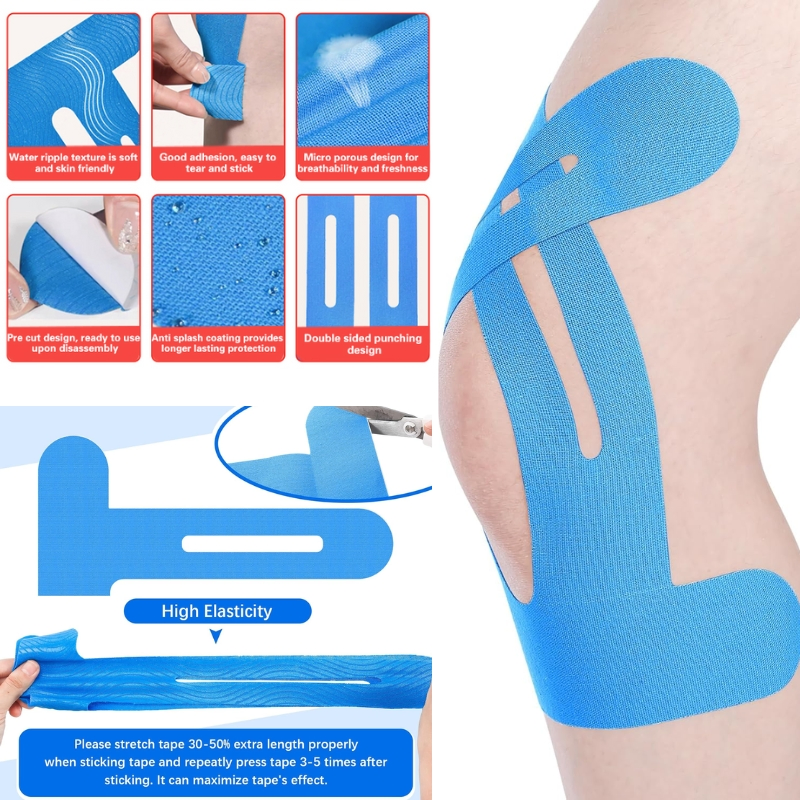 Custom Waterproof Cotton Printed Pre-Cut Kinesiology Tape Patches for Knees