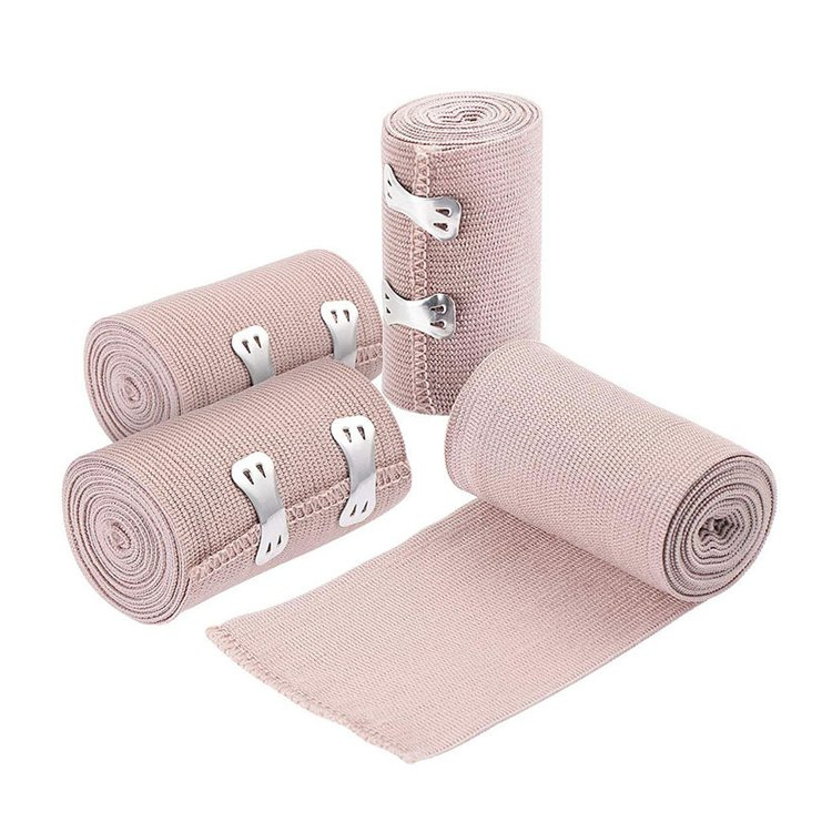 Medical Disposable Skin Color High Elastic Cotton Compressed Crepe Cohesive Adhesive Bandage