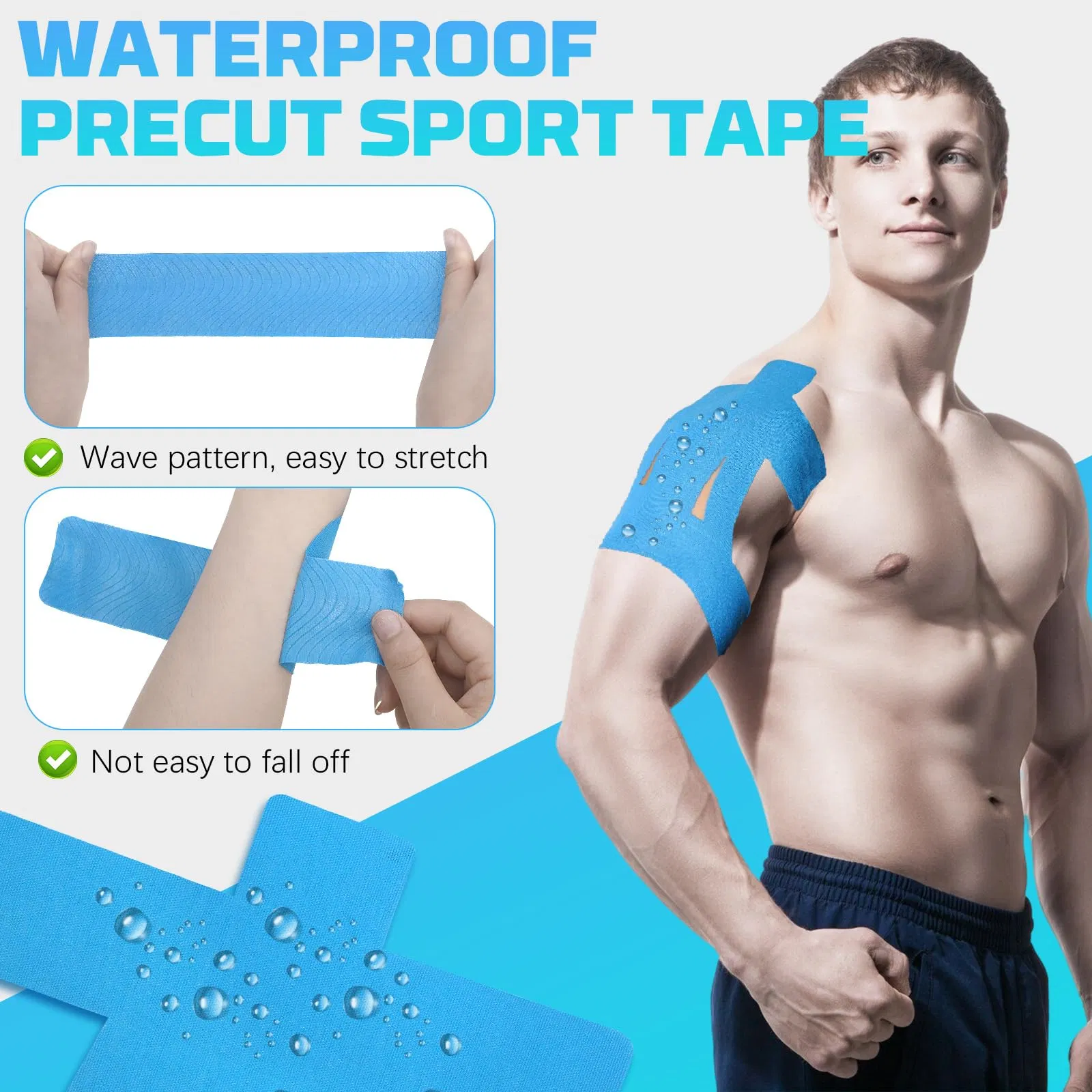 Custom Printed Breathable Athletic Kinesiology Tape Elastic Sports Kt Tape