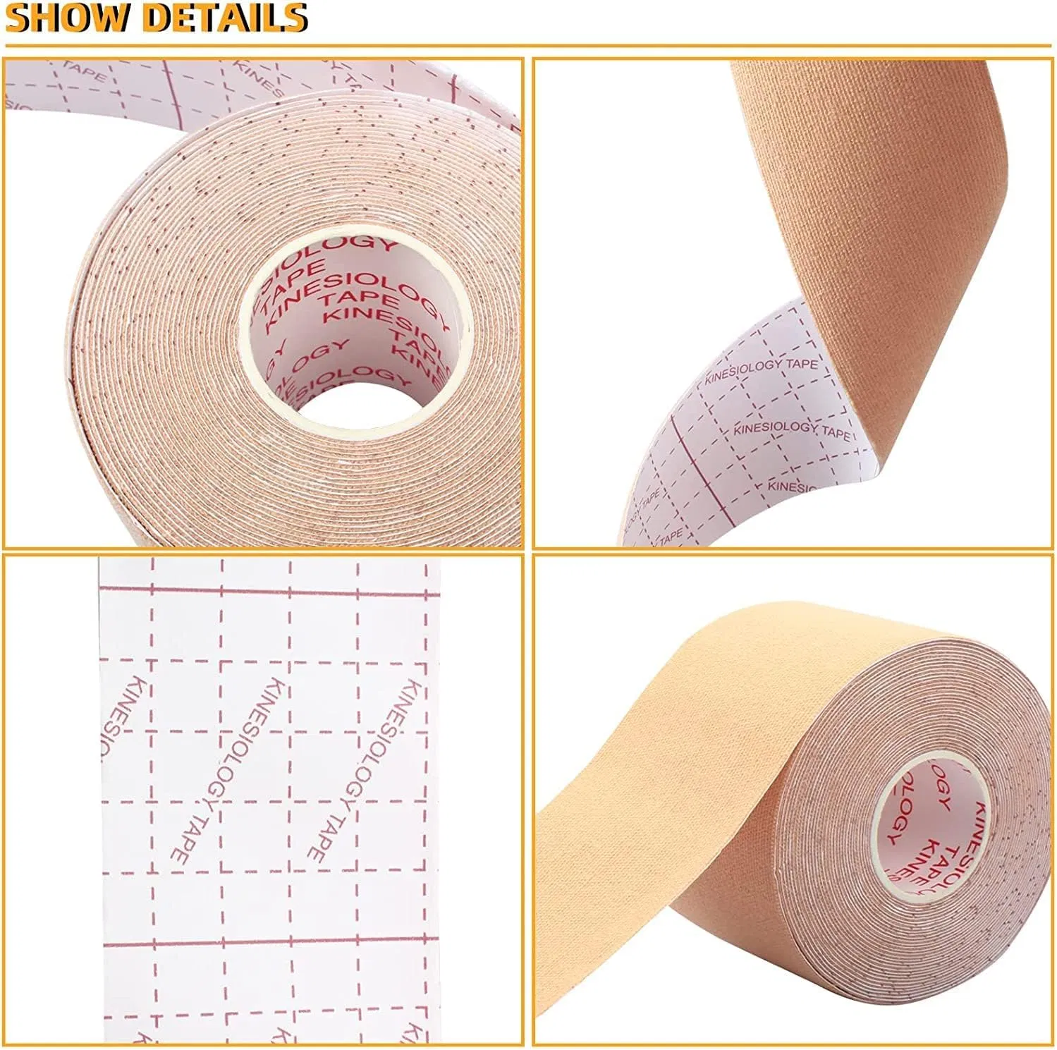 Professional Waterproof Kinesiology Sports Tape Athletic Kinesiology Tape for Knee, Shoulder &amp; Ankle Support CE Certified