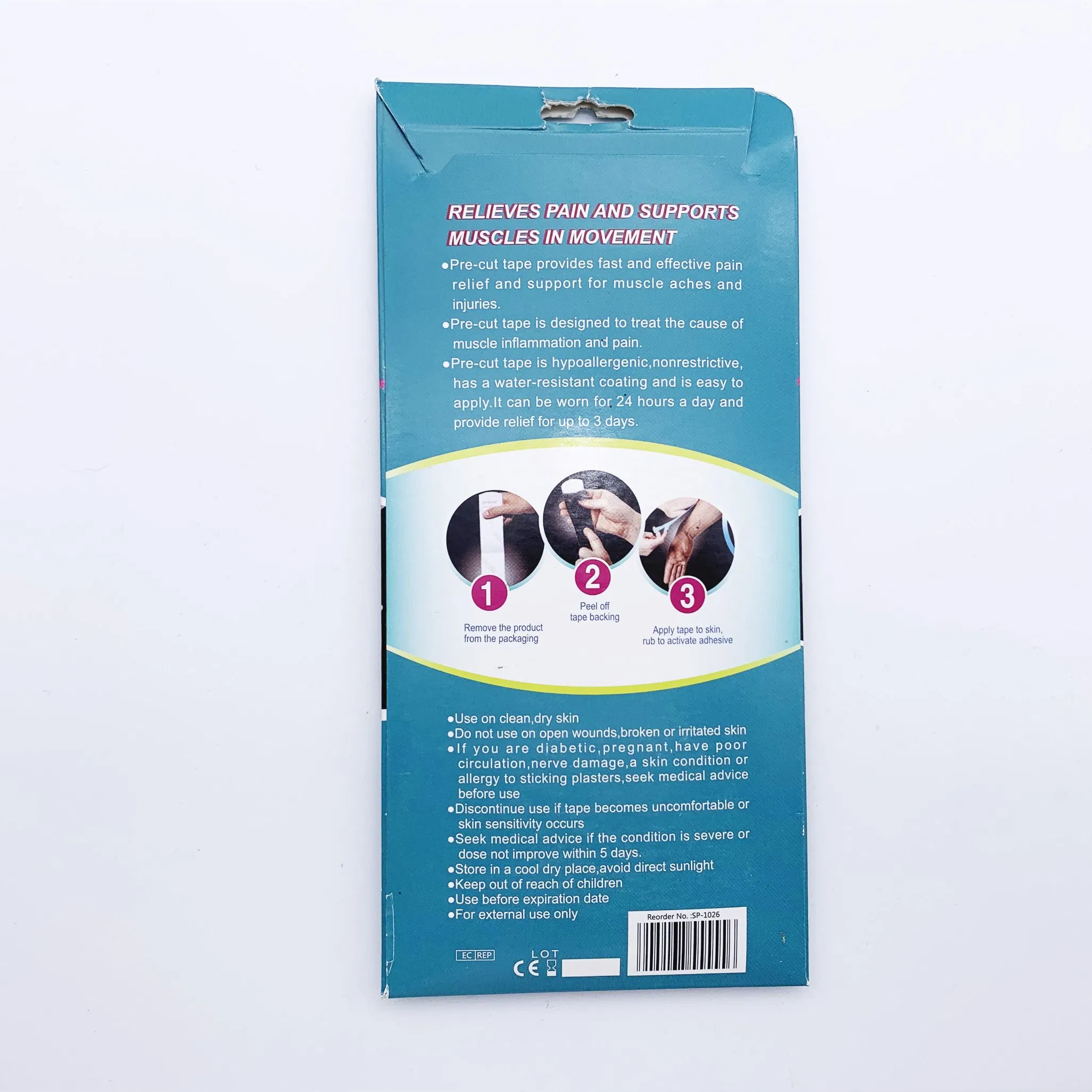 New Product OEM Elastic Athletic Pre-Cut Kinesiology Tape for Ankle