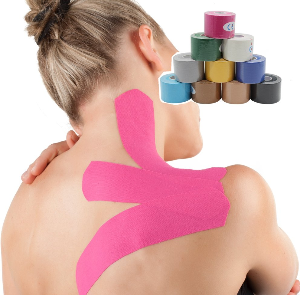 Sports Safety Cotton Kinesiology Therapy Tape Waterproof 5cm Width X 5m Length Hypoallergenic Custom Print Strong Adhesion Logo