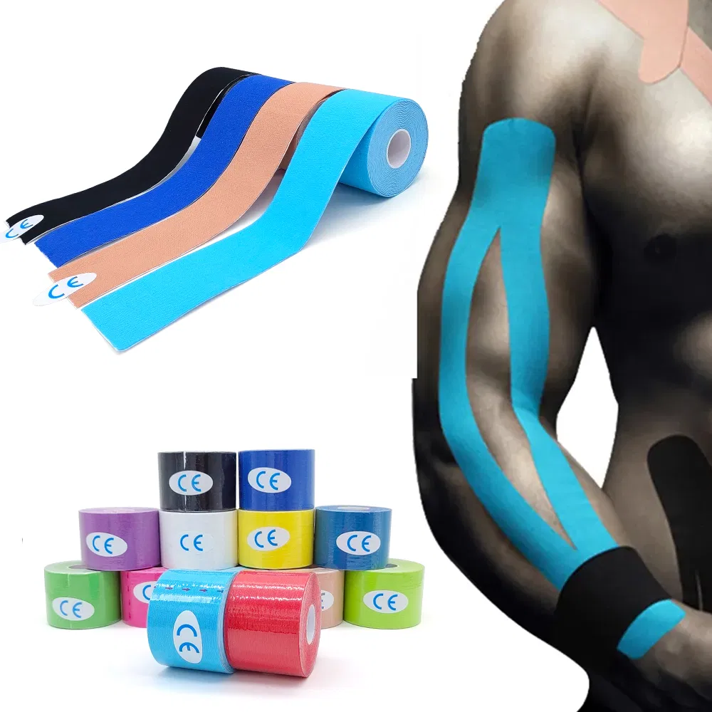 5cm*5m Custom Kinesiology Tape Water Resistant 95% Cotton 5% Spandex Athletic Sports Muscle Tape OEM Bulk Roll Kinesiotape