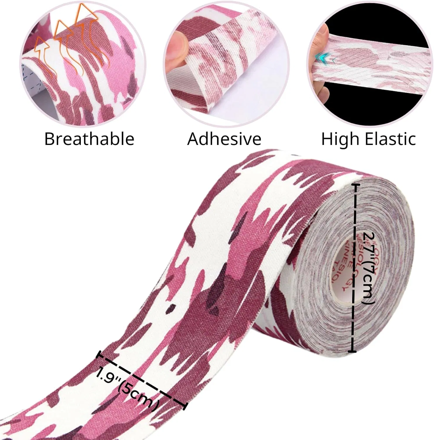 OEM/ODM Camo Print Kinesiology Sports Muscle Tape with Water Resistant