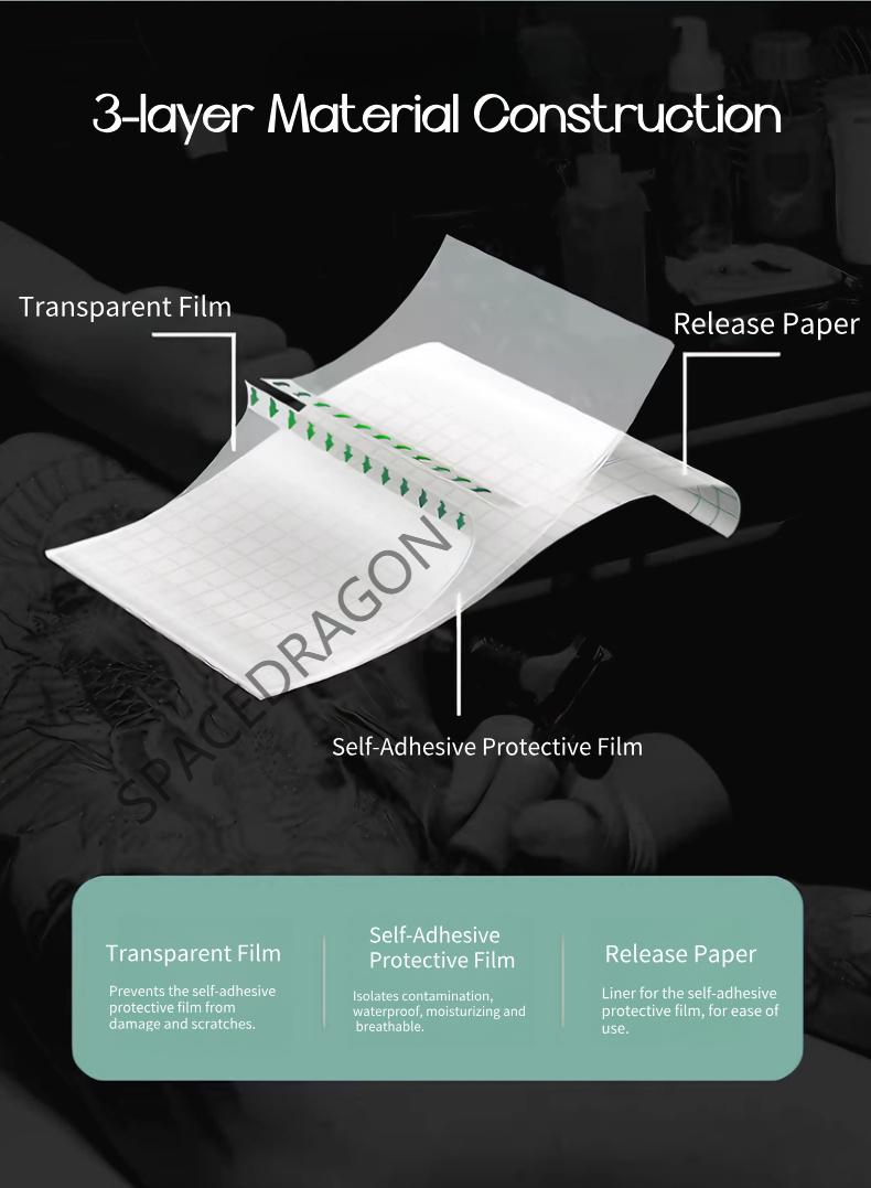 Sterile Easy Tear Disposable Medical Care PU Tattoo Tape / Transparent Hypoallergenic Gentle Tattoo Skin Tape