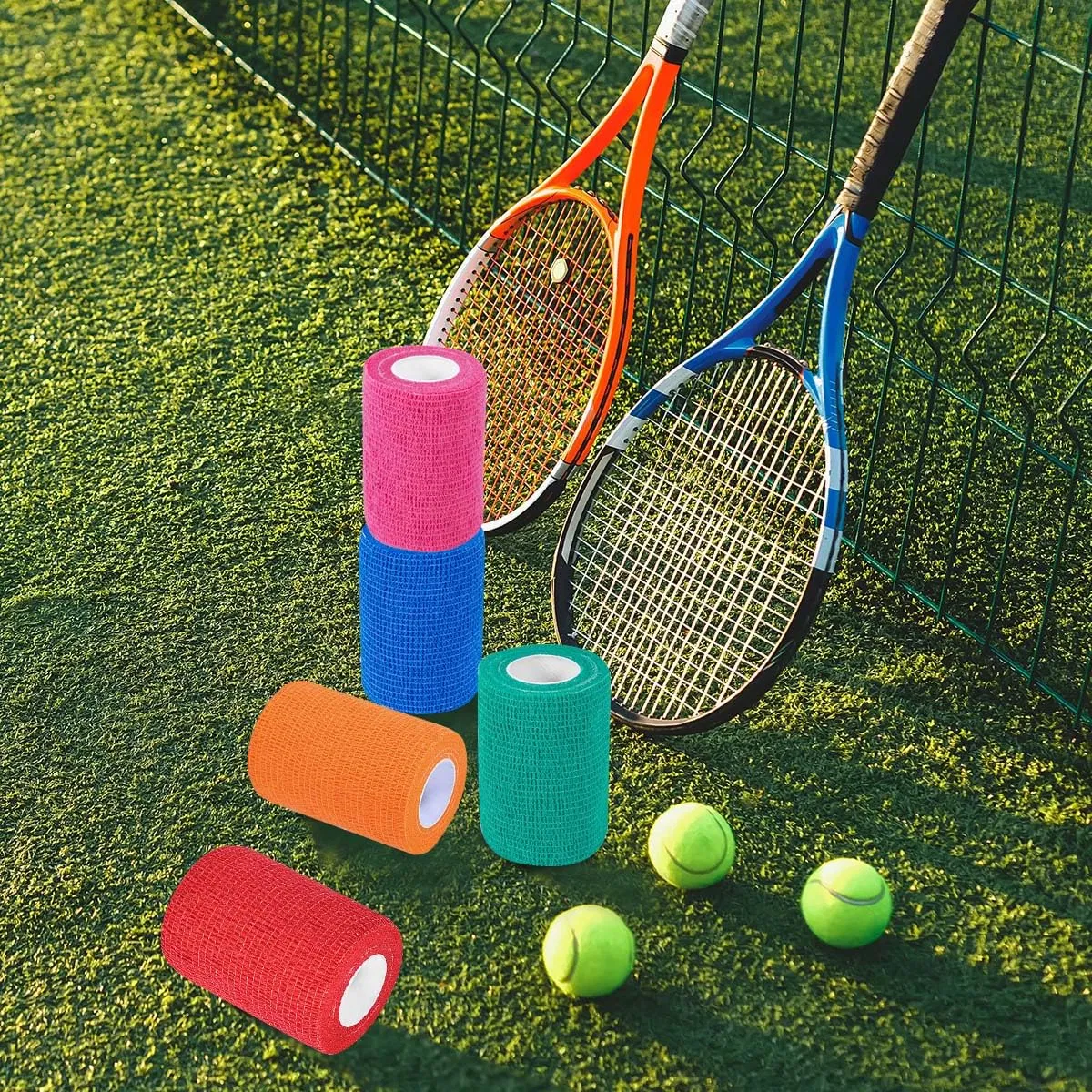 Cohesive Bandage Adherent Sport Wrap Tape for Human Animals Ankle Sprains Swelling