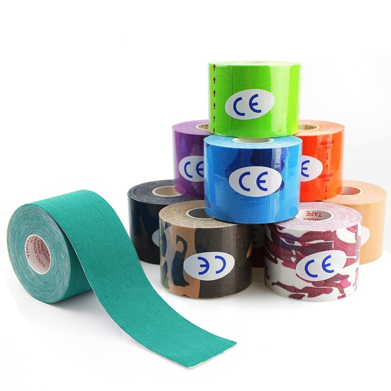 Sports Safety Cotton Kinesiology Therapy Tape Waterproof 5cm Width X 5m Length Hypoallergenic Custom Print Strong Adhesion Logo