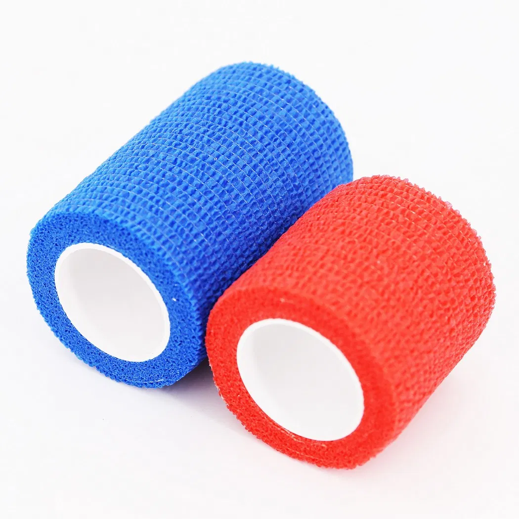 Medical Sports Blue/Red/Green/Yellow/Color Pattern Printed 100% Cotton Latex Free Nonwoven Spandex Elastic Adhesive Bandage with CE/ISO