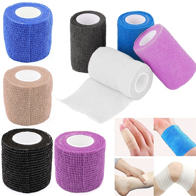 Medical Multicolor Non-Woven Latex Free Cohesive First Aid Crepe Bandage