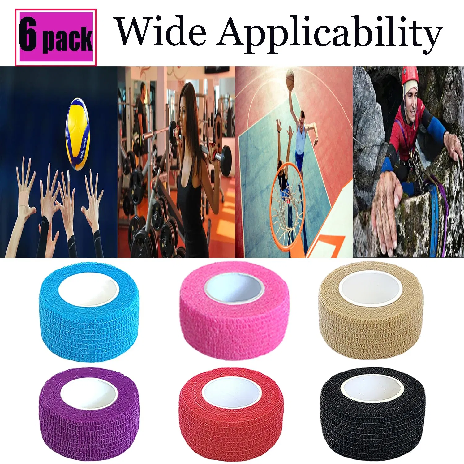 Cohesive Bandage Adherent Sport Wrap Tape for Human Animals Ankle Sprains Swelling
