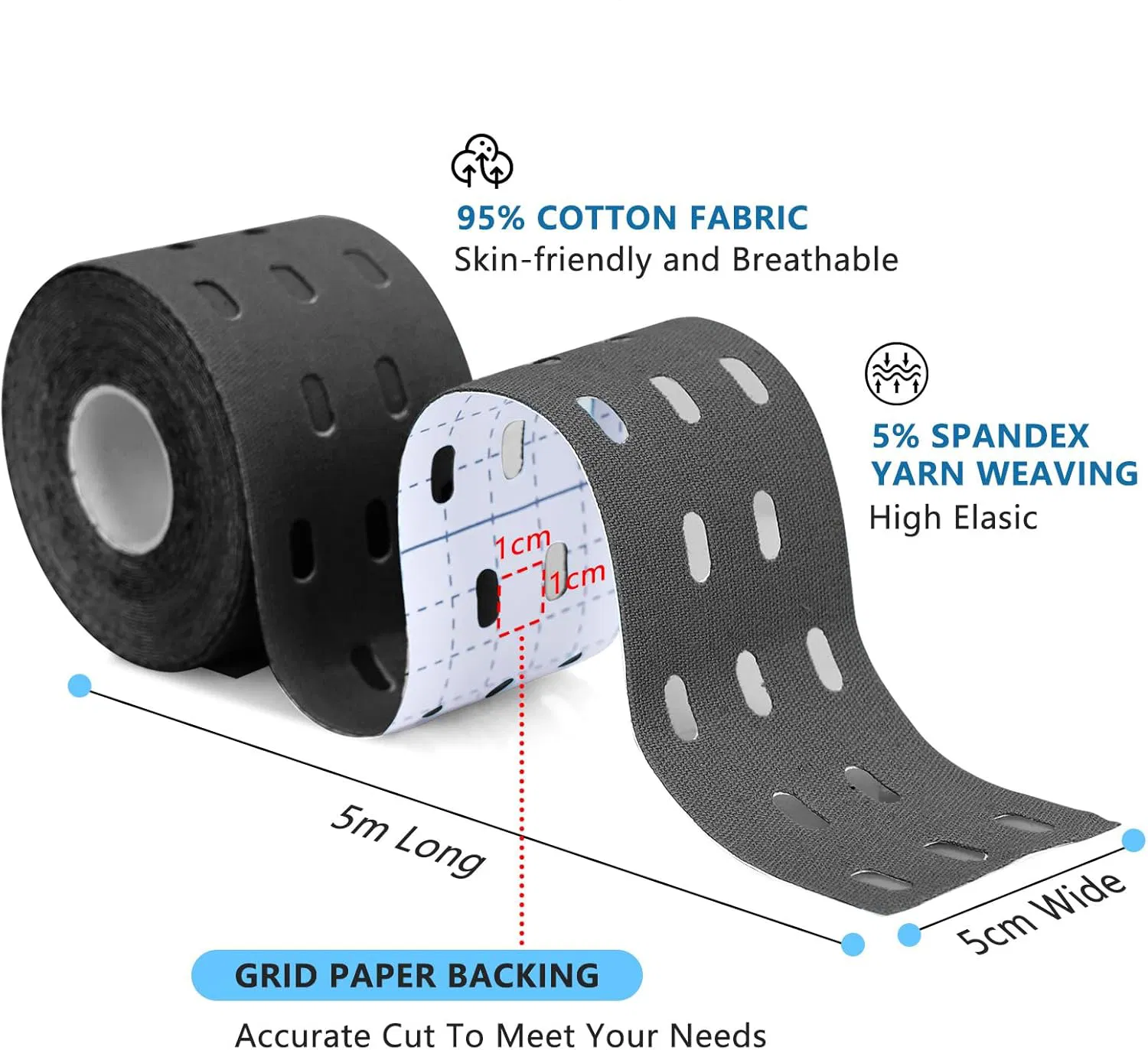 Factory Direct Premium Breathable Perforated Kinesio Tape for Sports