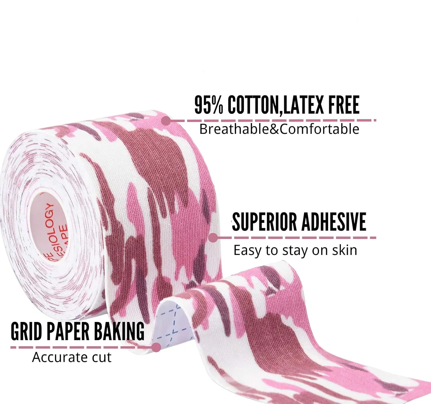 OEM/ODM Camo Print Kinesiology Sports Muscle Tape with Water Resistant