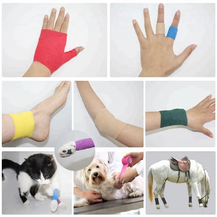 Colorful Non-Woven Wrap Animal Self Adhesive Pet Cotton Cohesive Elastic Bandage