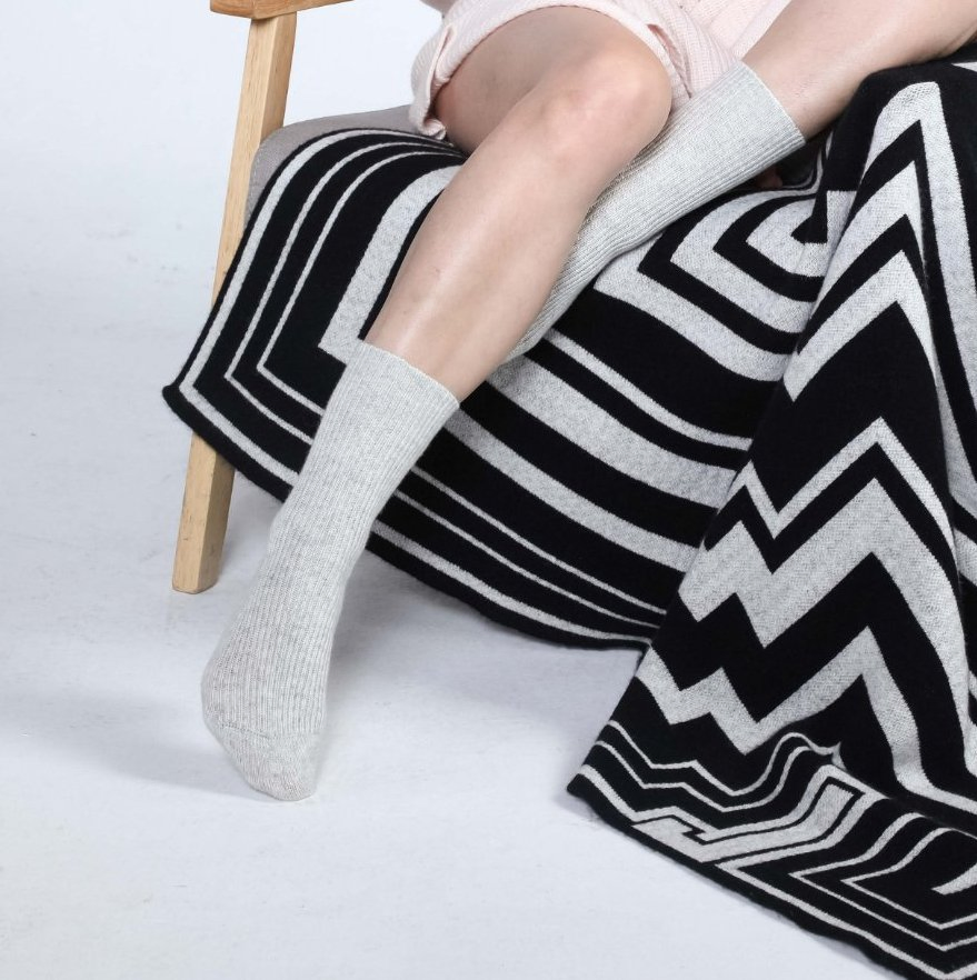 Best Selling Ladies Leisure Rib Knit 100% Cashmere Ankle Socks