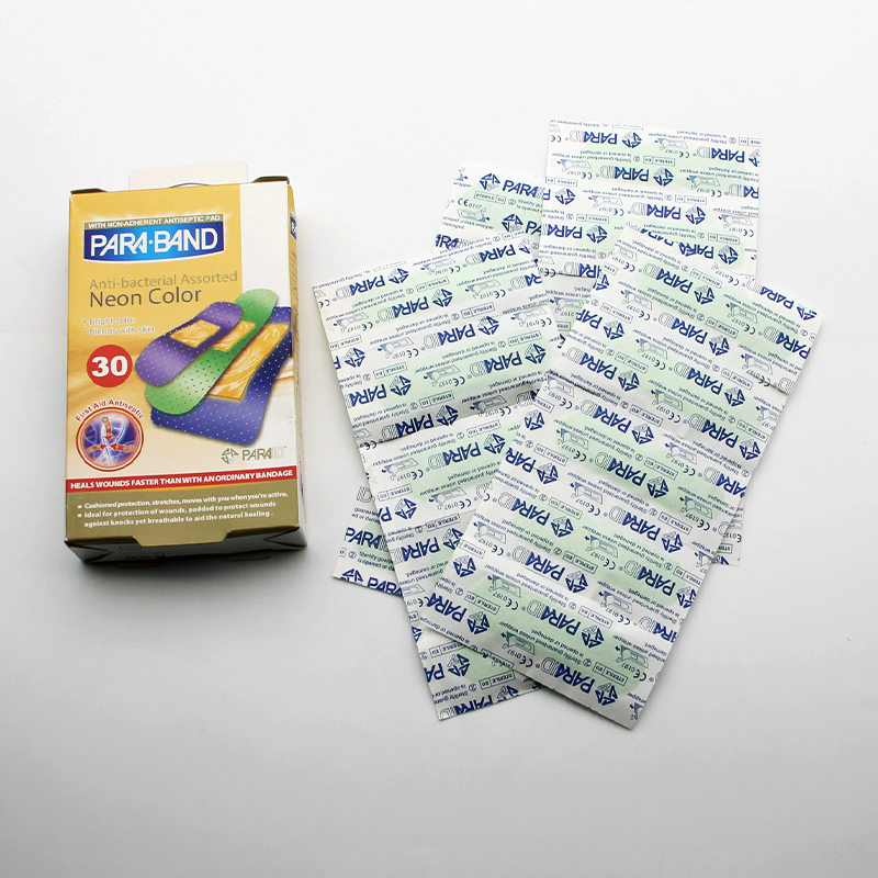 Manufacturer Custom Anti-Bacterial Sheer Assorted Neo Colors Adhesive Bandage Strips