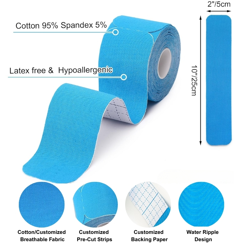 OEM Pattern Printing Pre-Cut Elastic Kinesiology Tape for Knee Ankle