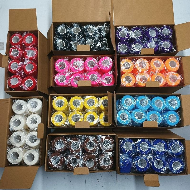 Cohesive Bandage Adherent Sport Wrap Tape for Human Animals Ankle Sprains Swelling