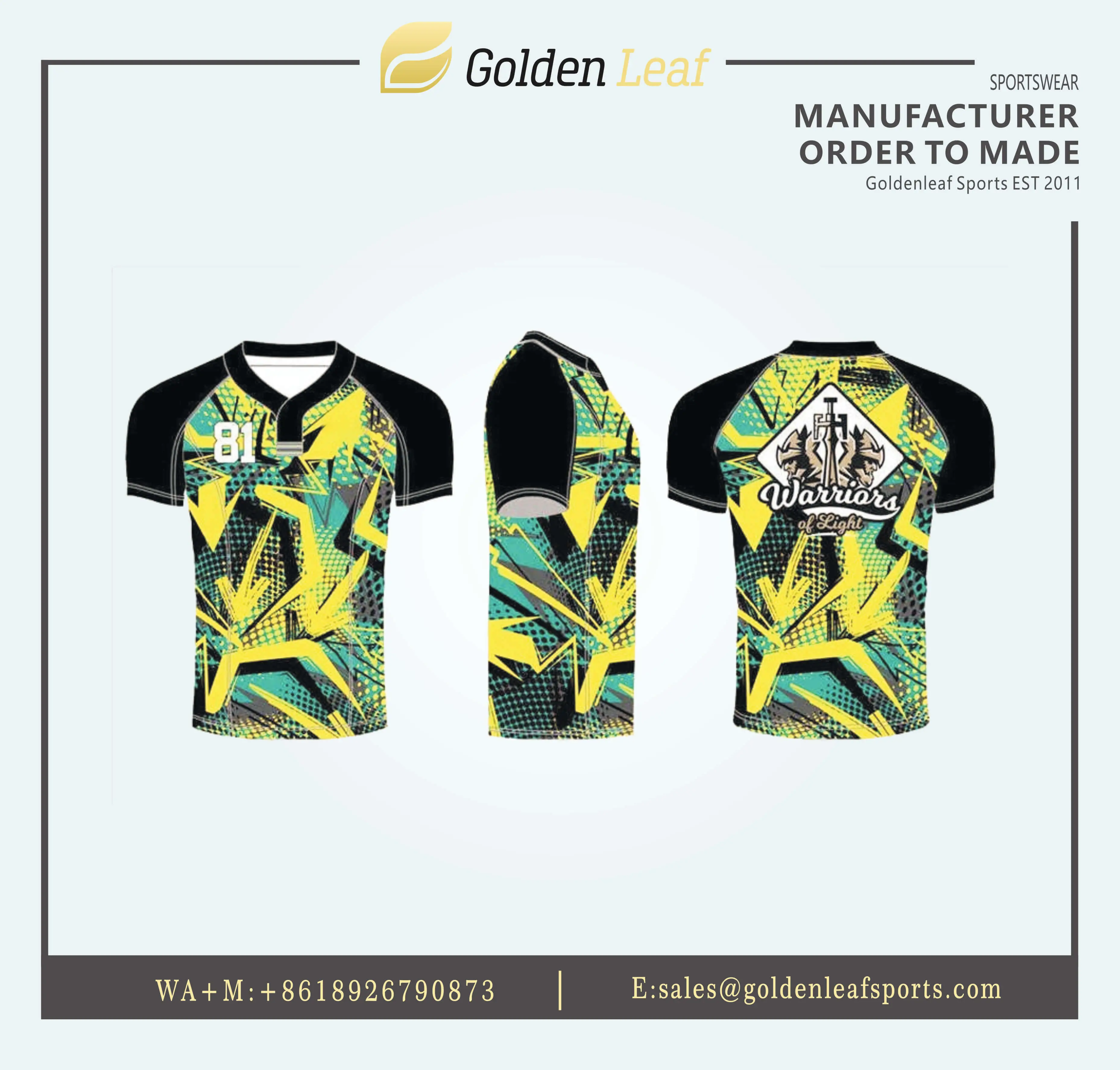 OEM Custom sublimation Rugby Jeresy with 4 way streching making Manufacturer, Companies