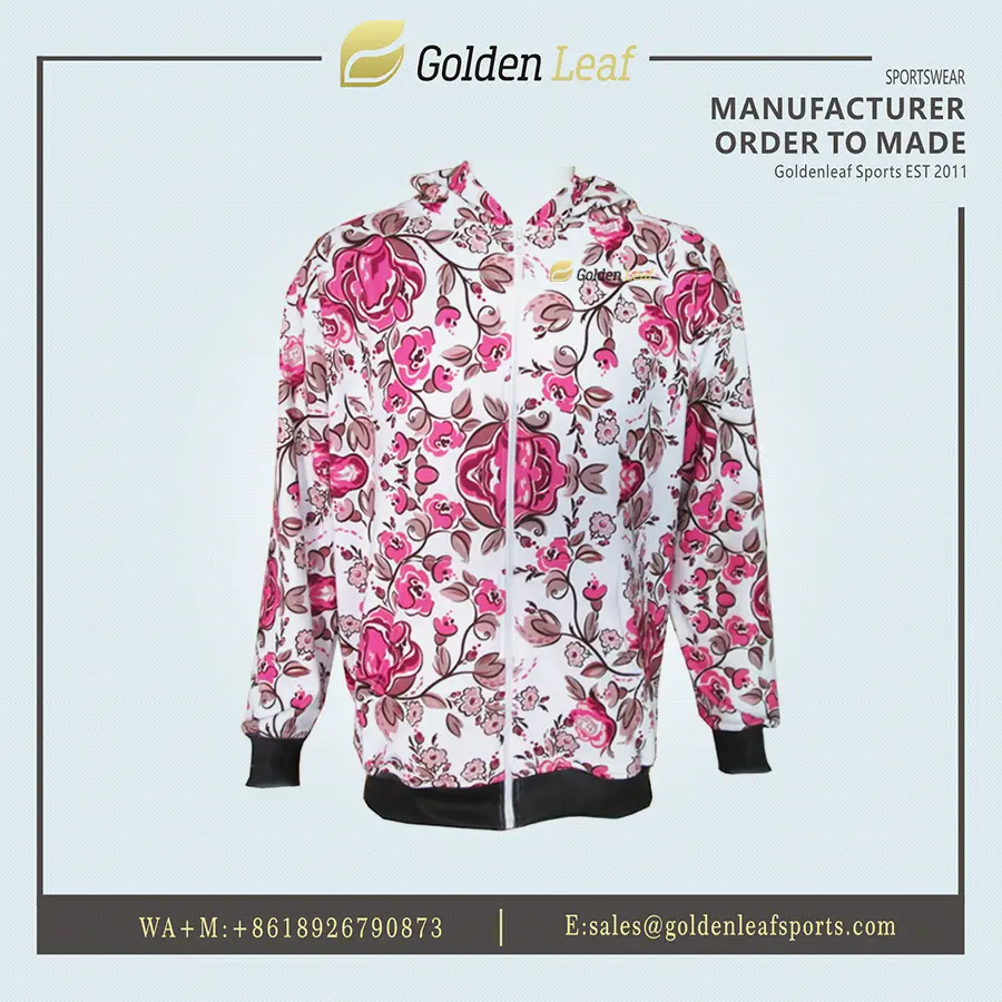 Custom Women’s Art Tulip Print Zip-Up Hoodie | Streetwear & Loungewear Exporter, Factory