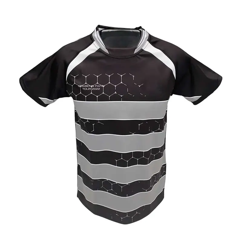 Custom V neck and round neck  Rugby Jeresy with 4 way streching making Companies, Company