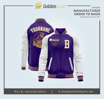 Custom Embroidery Unisex Adults Outwear Zip up Bomber Baseball Jackets