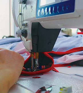 Sewing line assembling custom team jerseys