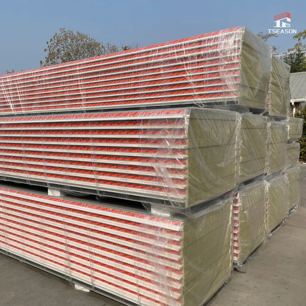 Tseason Algeria Prefab Galvanized Pharmaceutical Standards Rock Wool Sandwich Panel 75mm for House Homes