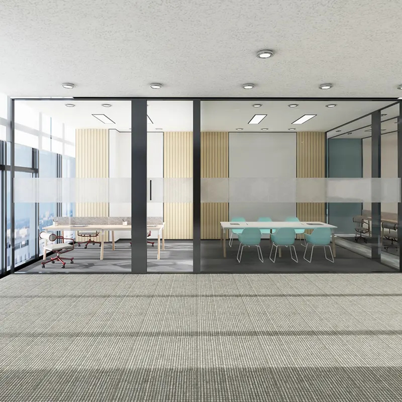 Framed Tempered Glass Partition Wall System Used in Residential and Office Installation Simple Glass Modules Partitions