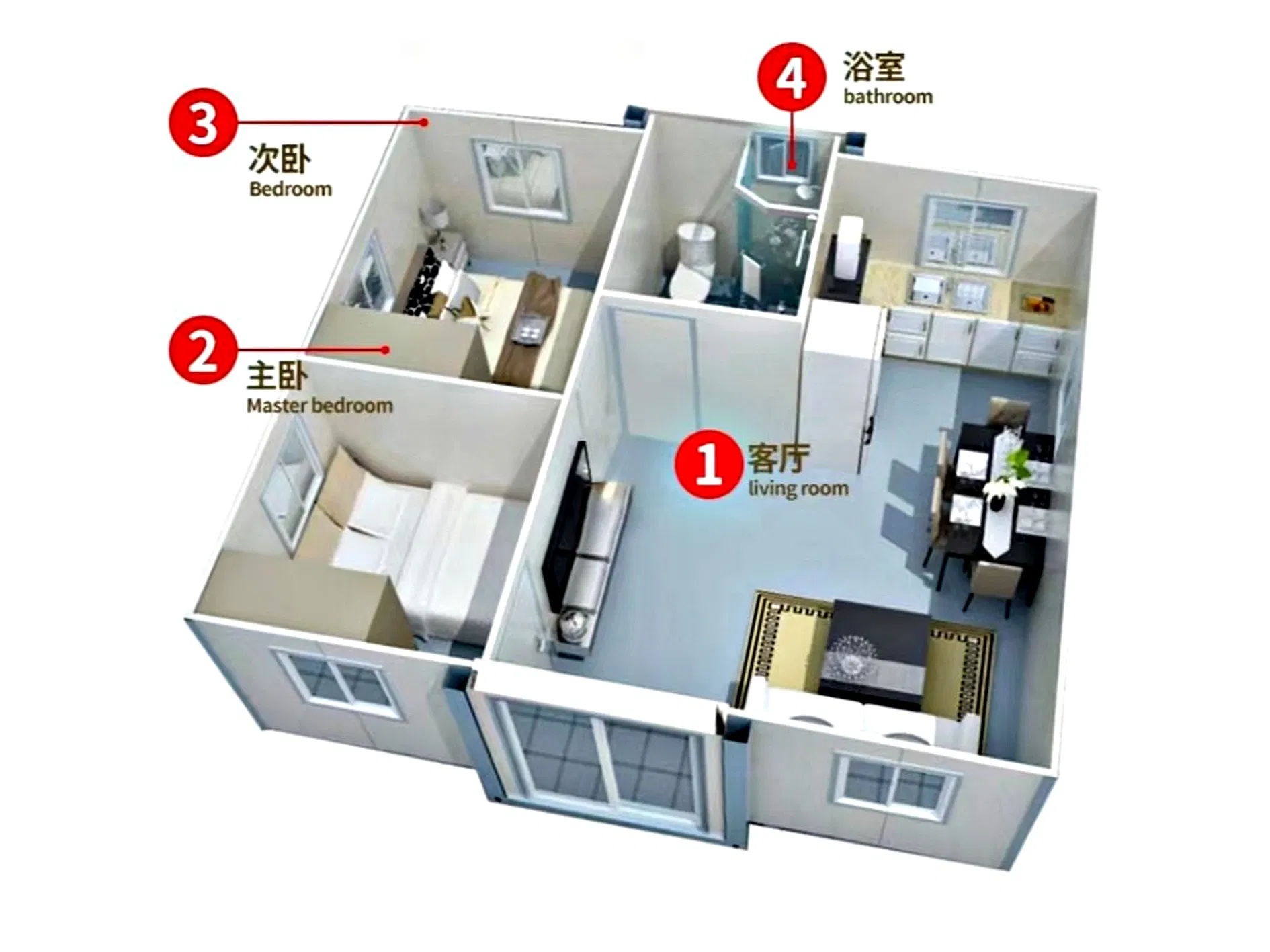 Emergency Shelter, 4-Step Double-Wing Foldable Room System