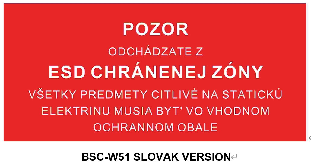 Slovak Market ESD Warning Sign for ESD Protected Areas, Antistatic PVC Wall Sticker 10e8-10e10ω for Slovakia Electronics and Cleanrooms
