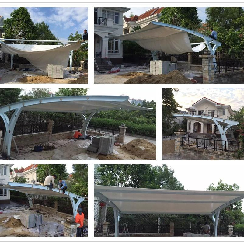 Hsd Folding Car Tent Tensile Membrane Structure Canopy for Hotels Villas Garages Parking Sheds Membrane Structure