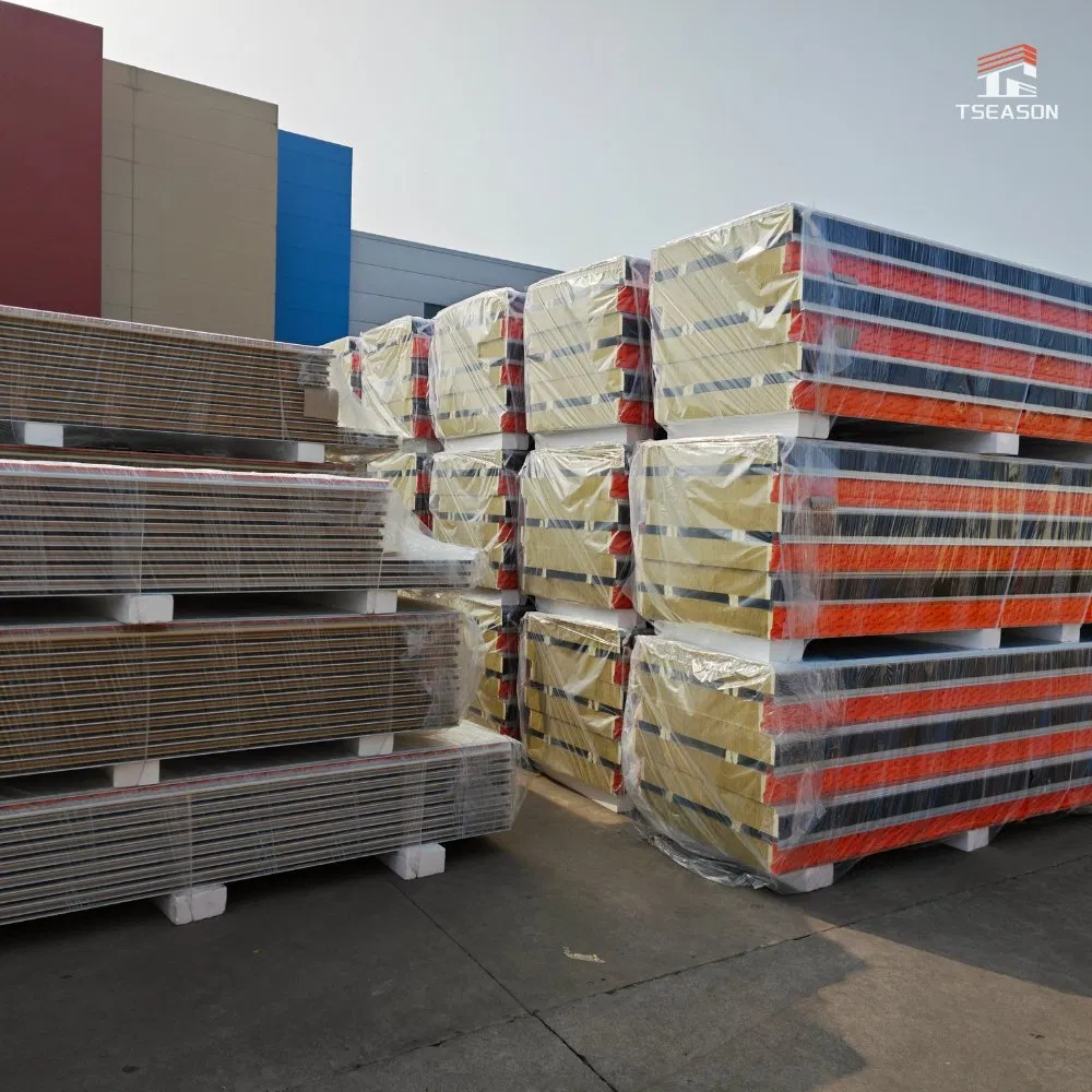 Tseason Algeria Prefab Galvanized Pharmaceutical Standards Rock Wool Sandwich Panel 75mm for House Homes