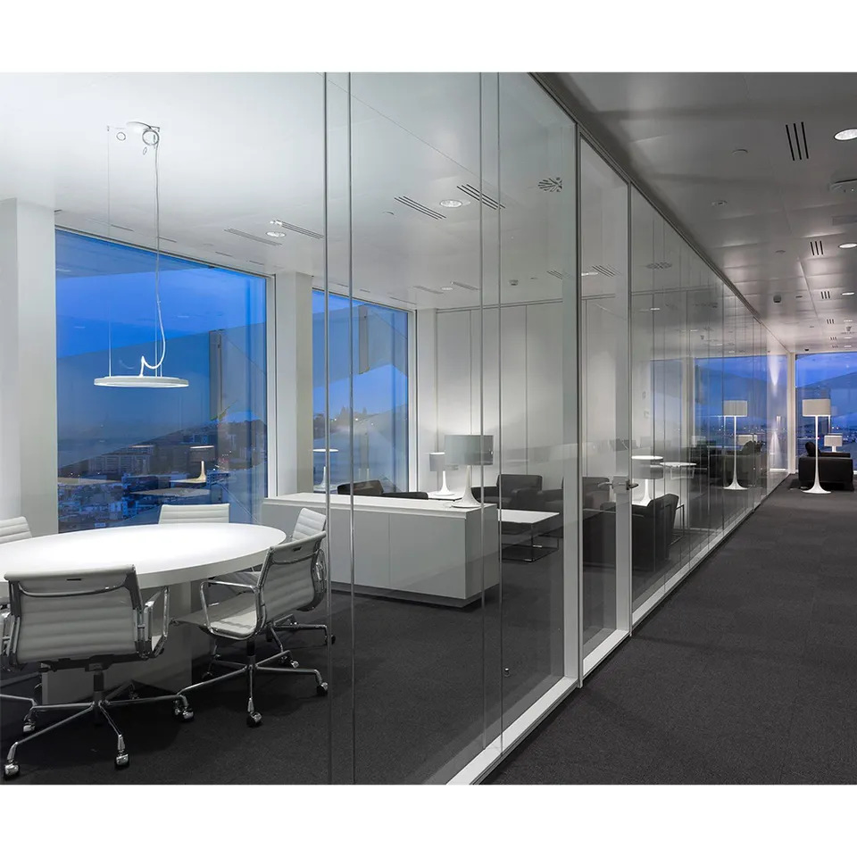 Framed Tempered Glass Partition Wall System Used in Residential and Office Installation Simple Glass Modules Partitions