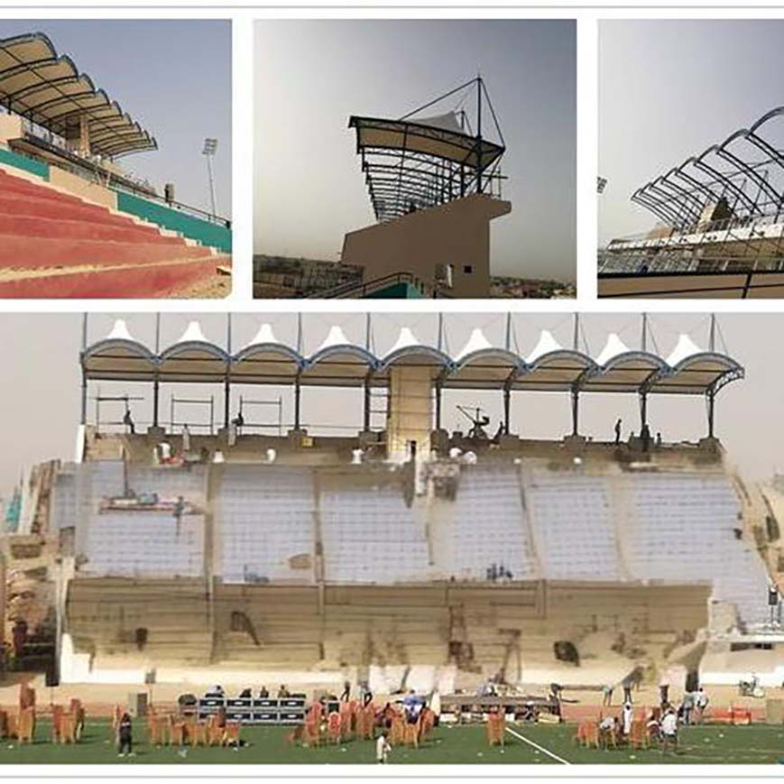 Waterproof Architectural Tension Fabric Roof Stadium Tensile Structure Padel Tennis Court Tent Roofs Structure