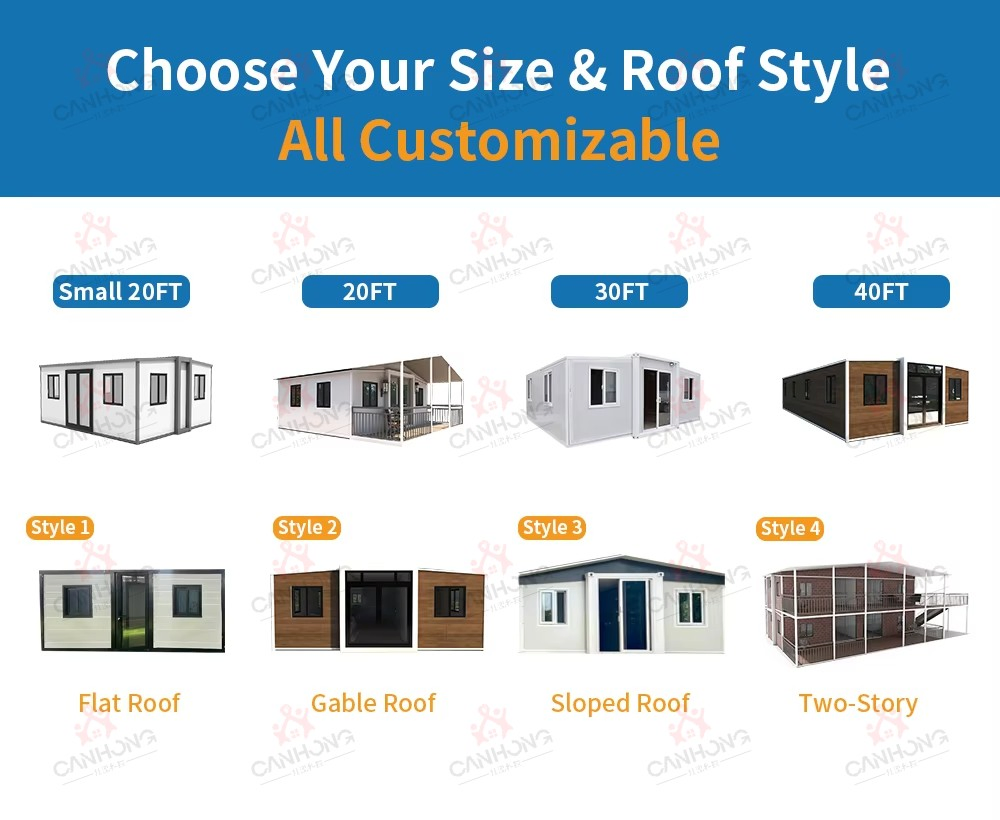 Portable Luxury Modular Homes 20FT 40FT Expandable Steel Container 1-4 Bedroom Tiny Villas Prefabricated Luxury Housing