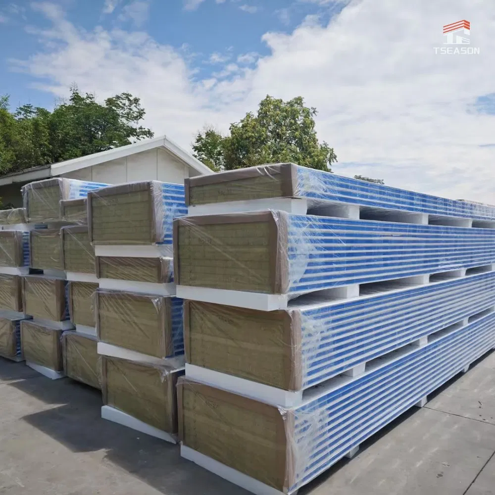 Tseason Algeria Prefab Galvanized Pharmaceutical Standards Rock Wool Sandwich Panel 75mm for House Homes