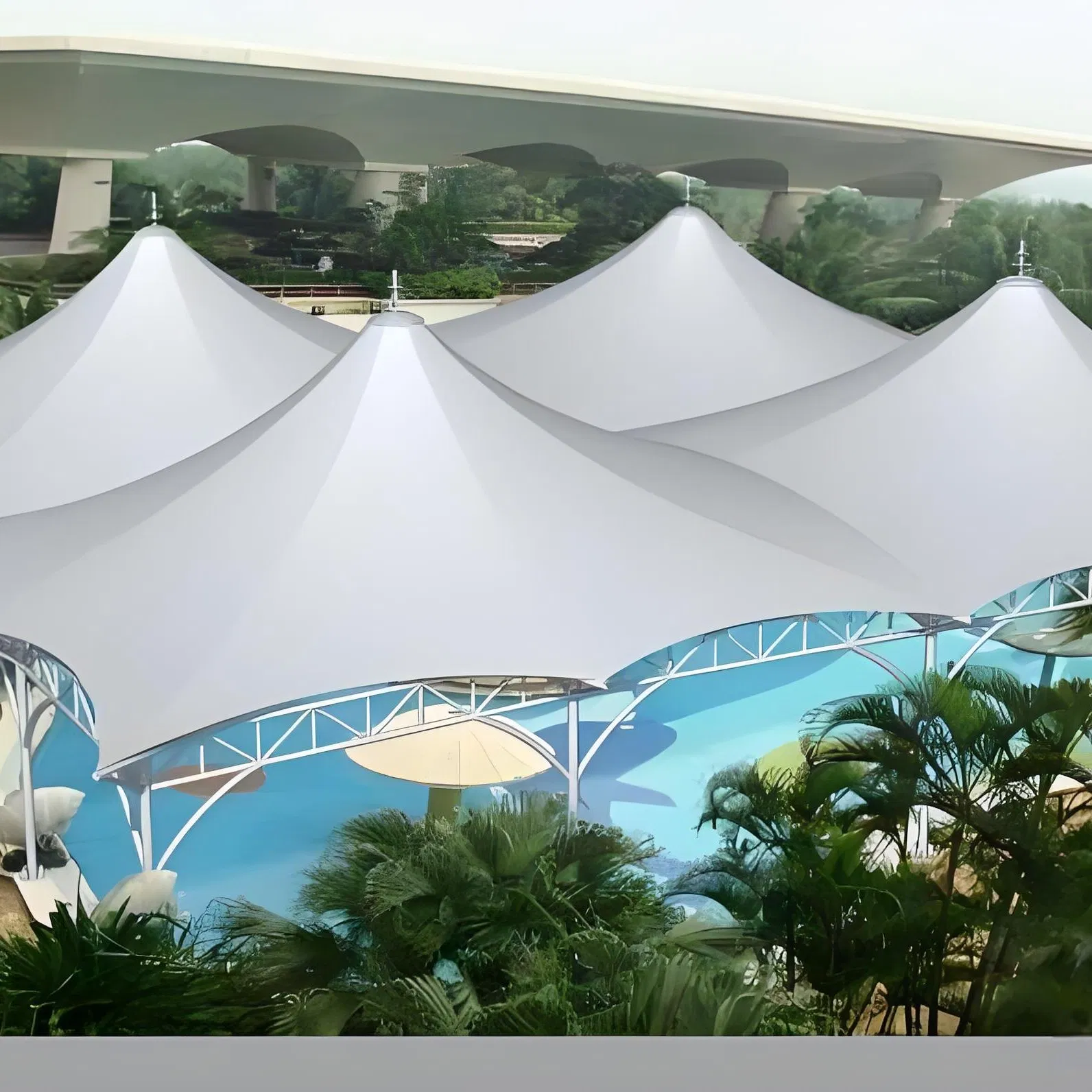 Waterproof Architectural Tension Fabric Roof Stadium Tensile Structure Padel Tennis Court Tent Roofs Structure