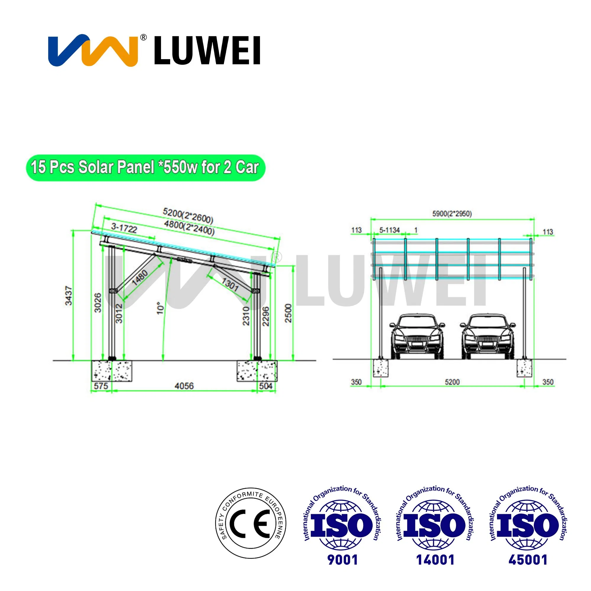 Premium Customized Carport Solar Energy Racking Bracket PV System Solutions