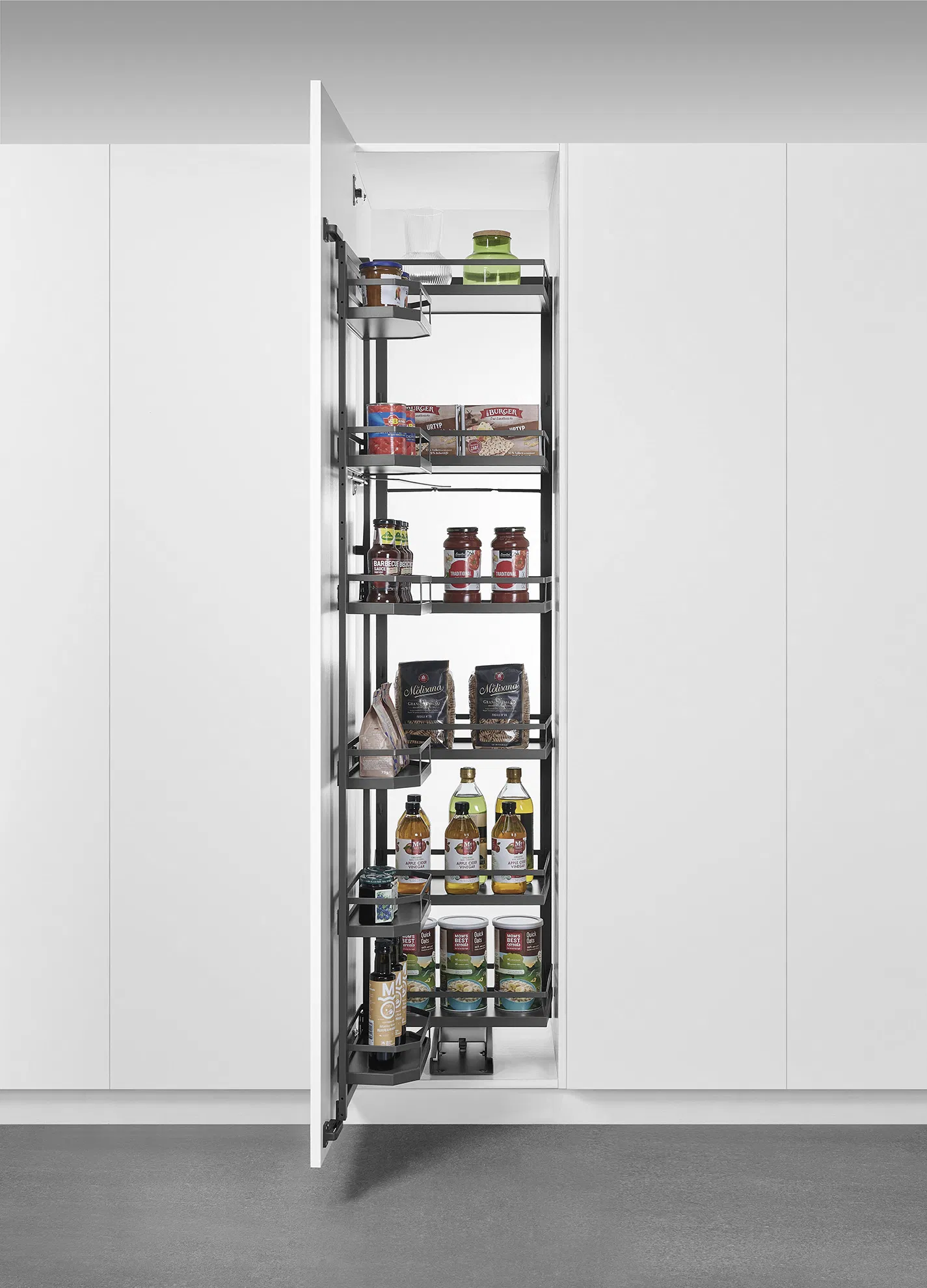 Kitchen Hardware Pull Basket Built-in Cabinet Storage Shelf 6 Tier Adjustable Tall Unit Metal Pantry Rack