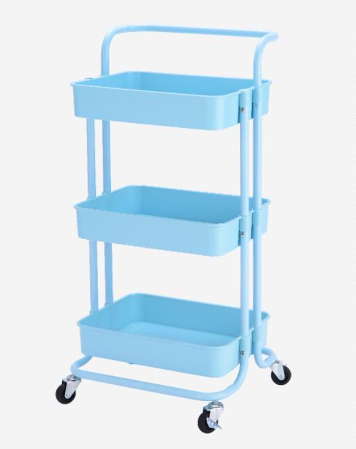 High Quality Steel 3-Tier Home Kitchen Utility Cart with Handle Storage Rack