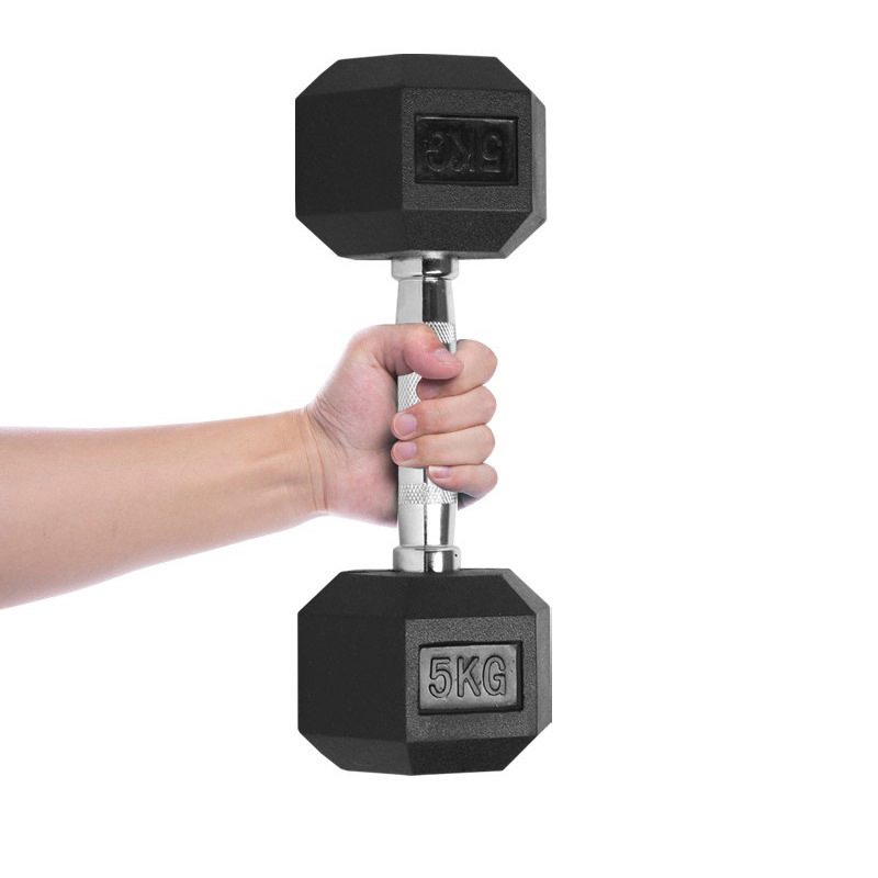 Home Gym Crossfit Training Rubber Coated Hexagonal Adjustable Weight Barbell Dumbbell