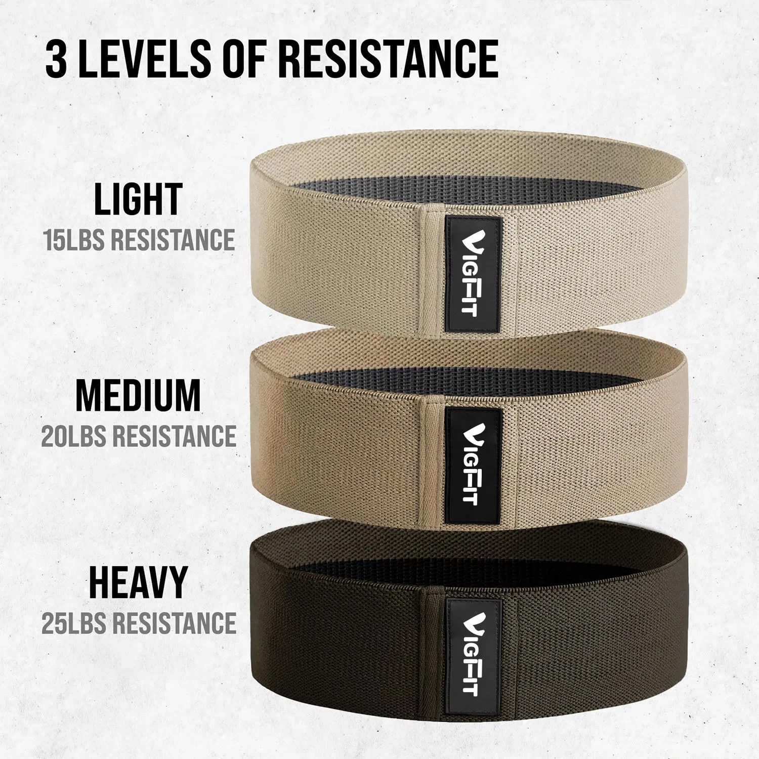 Anti-Slip Fabric Glute Resistance Bands 3 Set with Storage Bag