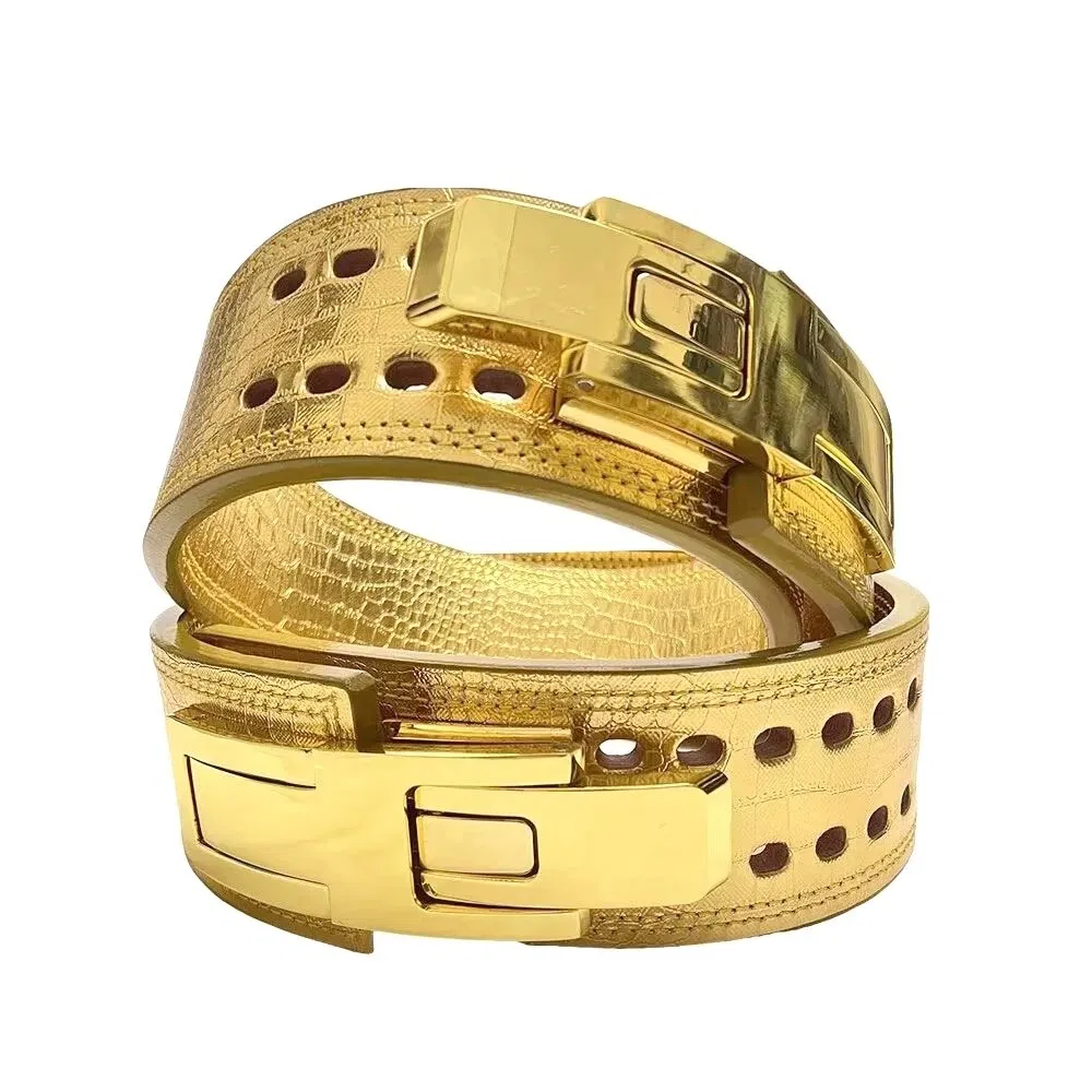 Gold Color Squat Training Hard Pull Cowhide Fitness Weightlifting Belt