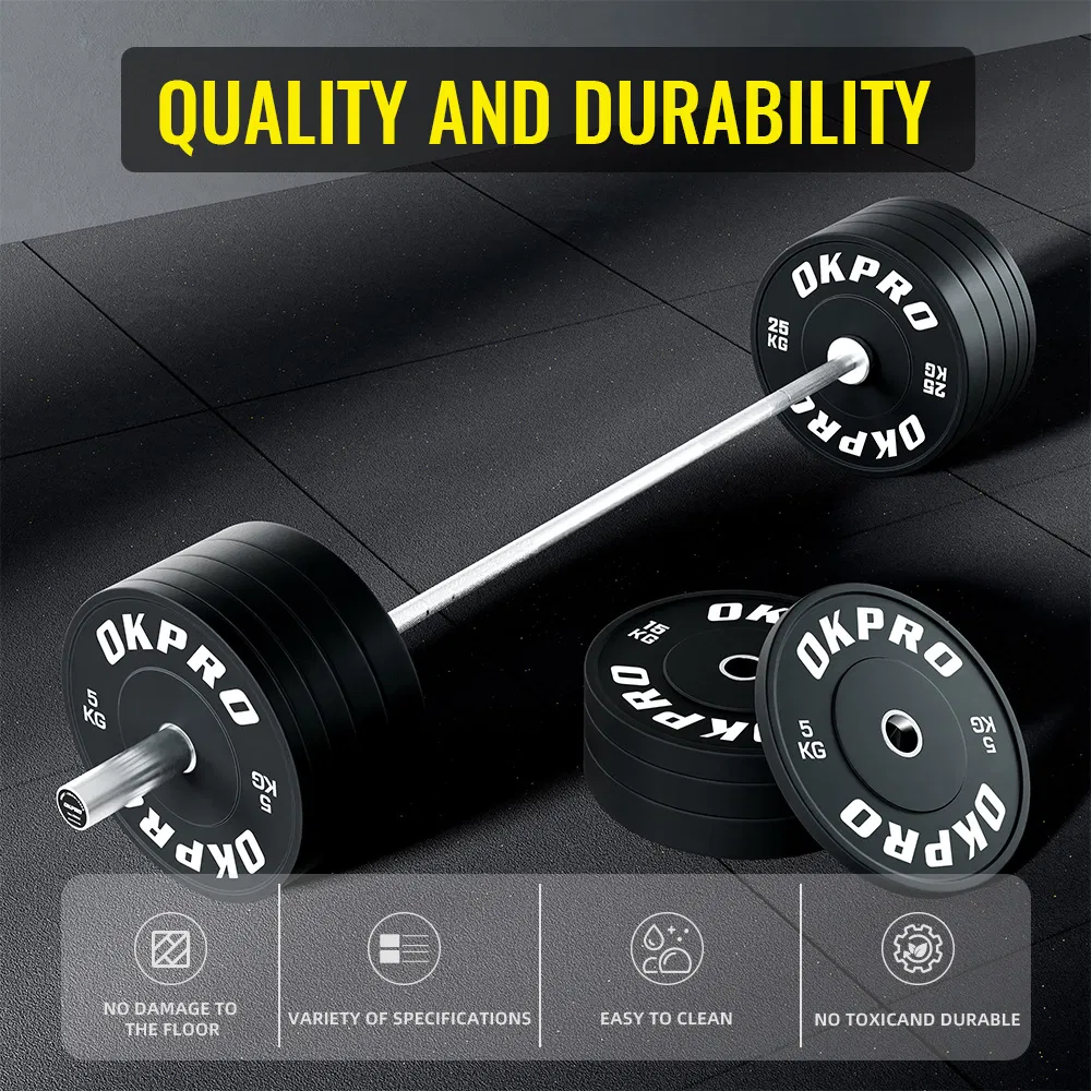 Wholesale Fitness Equipment Competition Standard Bumper Plate Gym Black Rubber Weight Plate