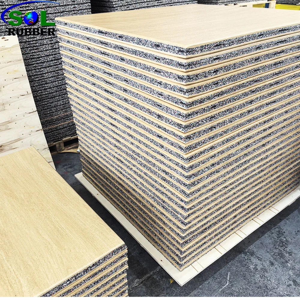 Wood Grain Odorless Absorption Gym Equipment Rubber Gym Floor Mat