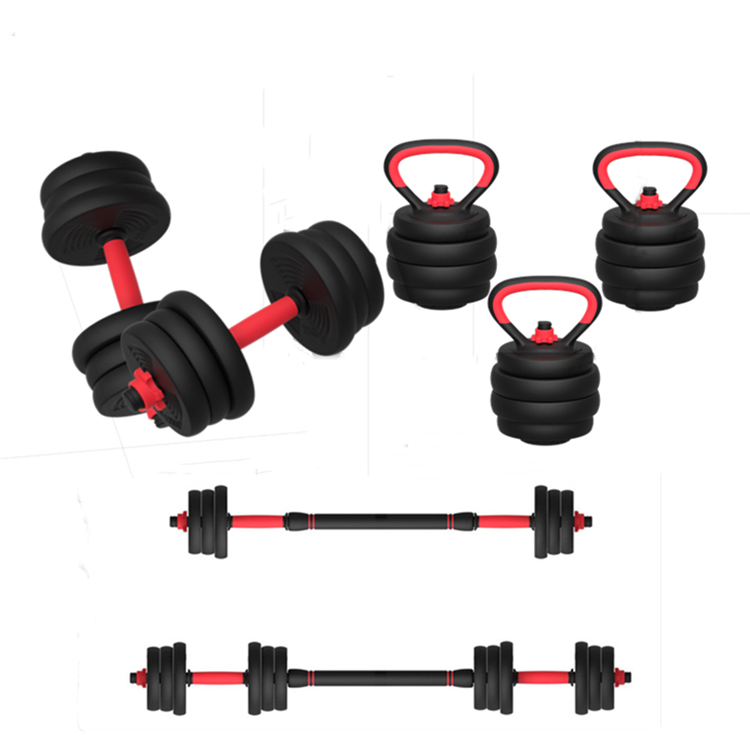 Sporting Equipment Weightlifting 6in1 Adjustable Kettlebell Barbell Dumbbell Gym Fitness Rubber Covered Cement Dumbbell