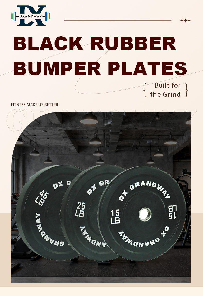 Black Rubber Bumper Weight Plates for Strength Training