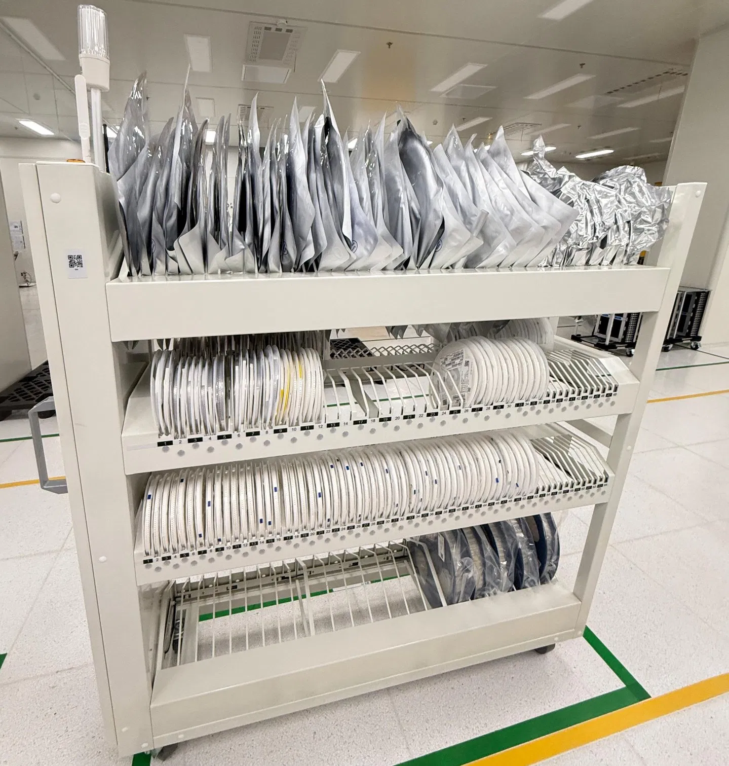 Modern White Smart Sensing Mobile Rack for Efficient Storage Solutions