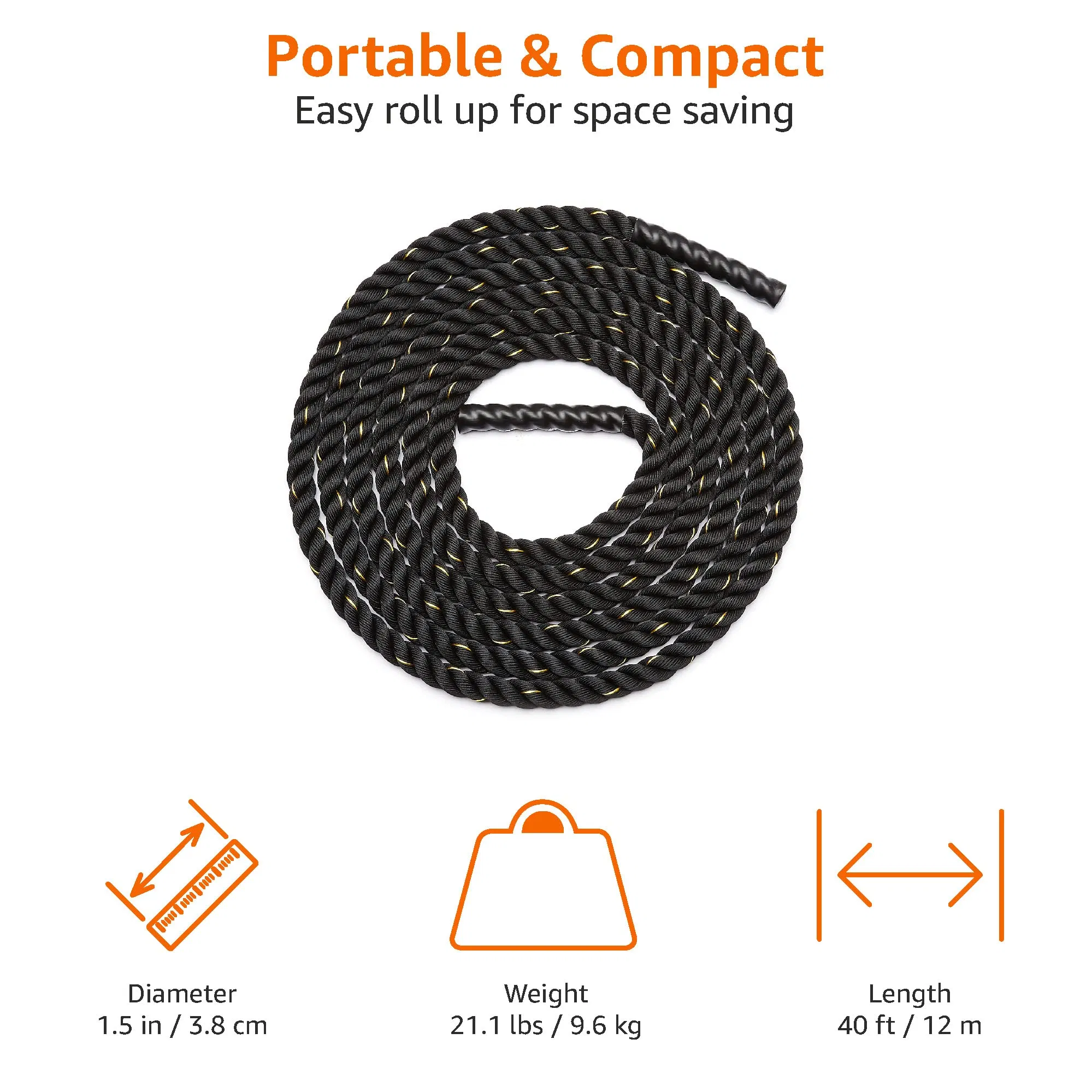 1.5/2 Inch Widths Battle Exercise Safety Static Training Wear Resistant Polyester Rope