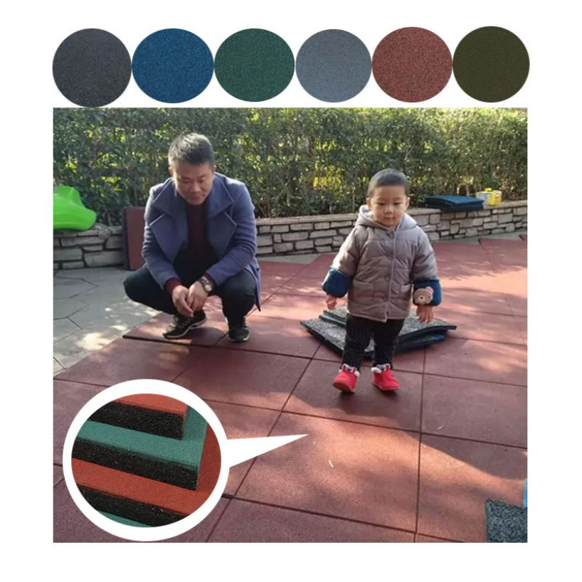 Shock-Absorbing Playground 20mm Indoor EPDM Rubber Gym Flooring Tiles Mat